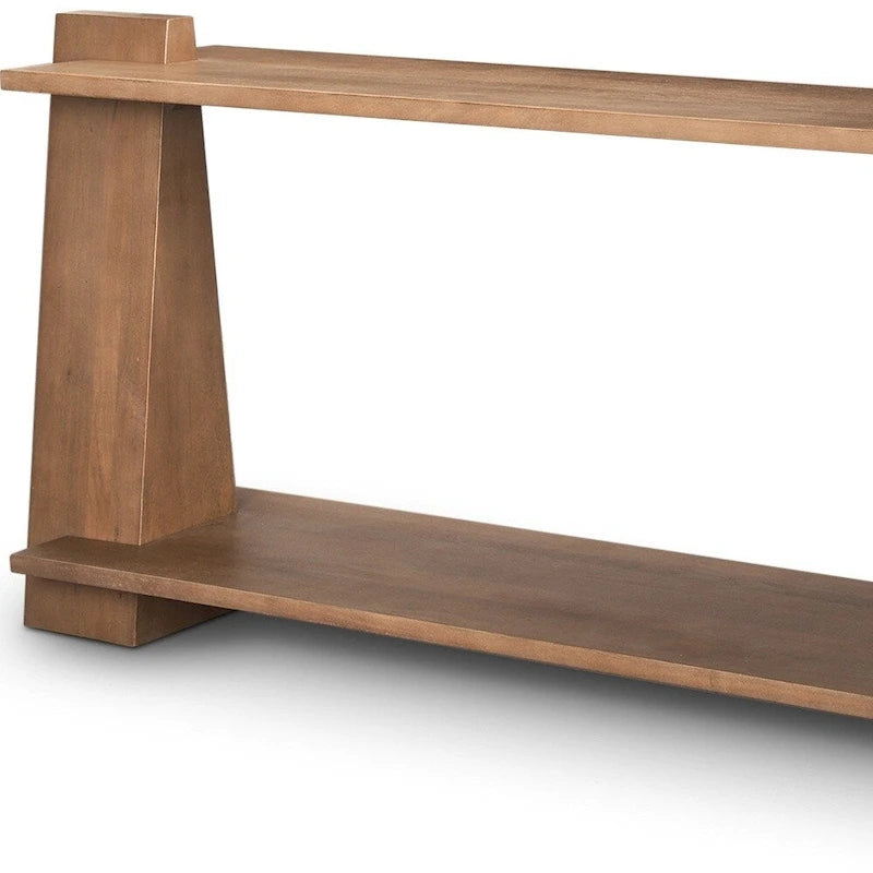Console HomeRoots 67 en bois massif marron avec étagère - 170 x 76 x 39 cm