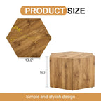 Table basse hexagonale texturée avec patins antidérapants, idéale pour les petits espaces de salon.