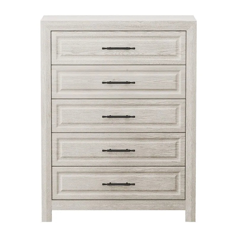 Commode élégante à 5 tiroirs en MDF avec finition imitation bois