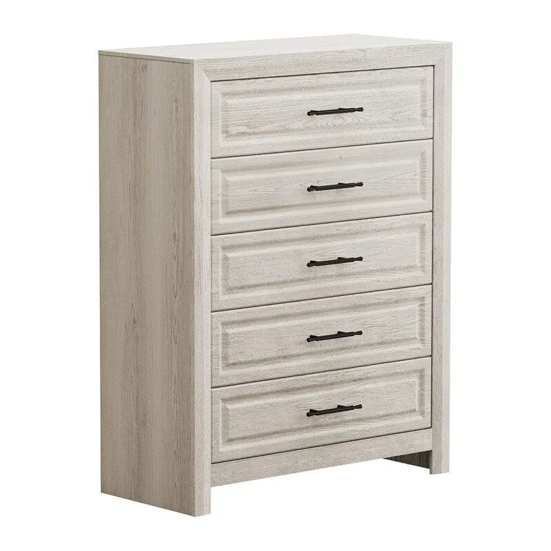 Commode élégante à 5 tiroirs en MDF avec finition imitation bois