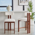 Tabourets de bar ronds rembourrés Roomfitters 26,5, lot de 2, dossier bas, structure en métal noir