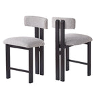 Tabourets de bar ronds rembourrés Roomfitters 26,5, lot de 2, dossier bas, structure en métal noir