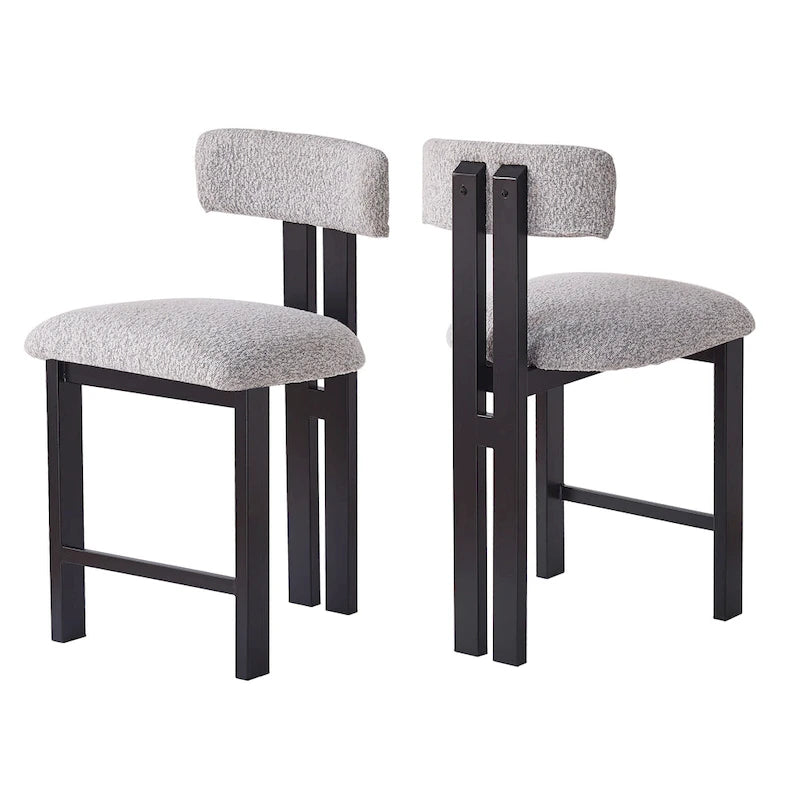 Tabourets de bar ronds rembourrés Roomfitters 26,5, lot de 2, dossier bas, structure en métal noir