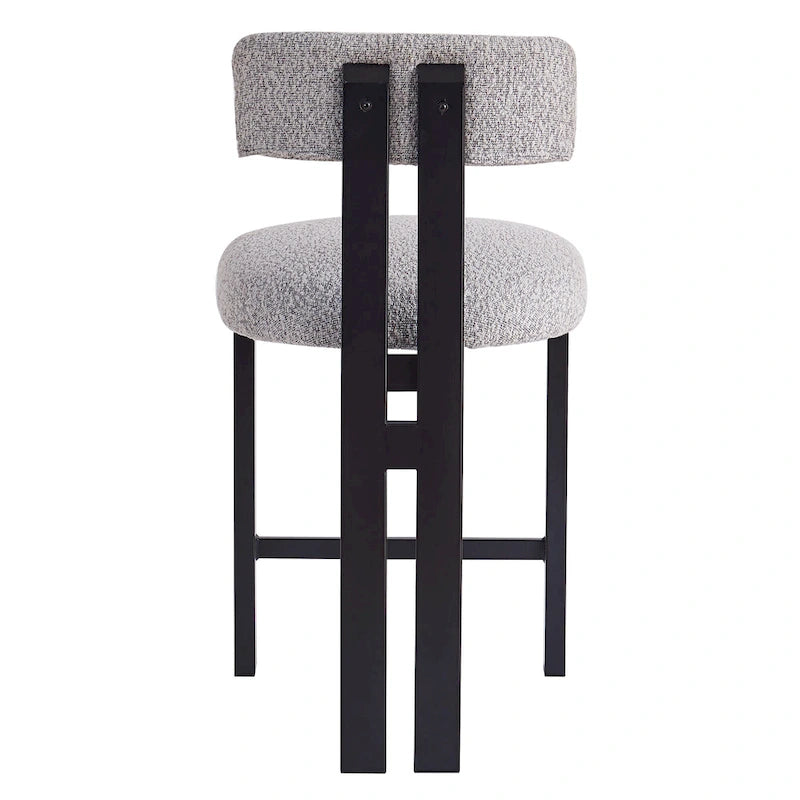 Tabourets de bar ronds rembourrés Roomfitters 26,5, lot de 2, dossier bas, structure en métal noir