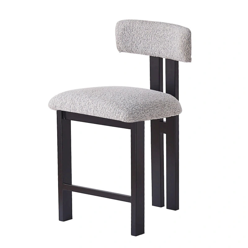 Tabourets de bar ronds rembourrés Roomfitters 26,5, lot de 2, dossier bas, structure en métal noir