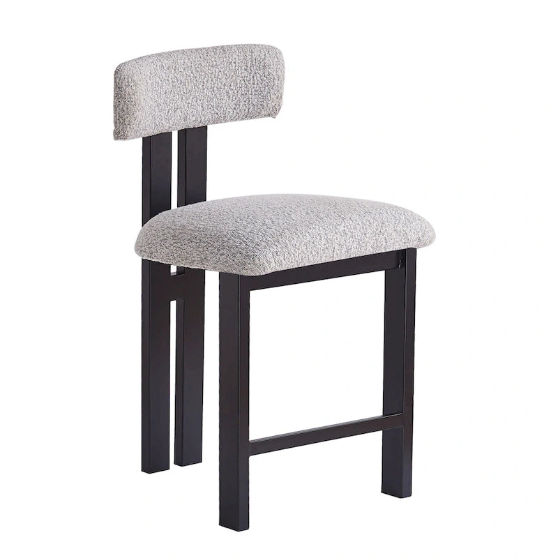 Tabourets de bar ronds rembourrés Roomfitters 26,5, lot de 2, dossier bas, structure en métal noir