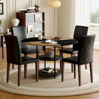 Ensemble de salle à manger moderne, table ronde avec rangement et chaises de salle à manger en tissu technique, facile à installer