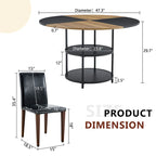 Ensemble de salle à manger moderne, table ronde avec rangement et chaises de salle à manger en tissu technique, facile à installer