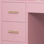 Moasis 39.5W Bedroom Makeup Vanity Desk with Mirror and Power Outlets&Hairdryer Holder