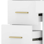 Coiffeuse Moasis 39,5 W pour chambre à coucher avec miroir, prises électriques et support pour sèche-cheveux