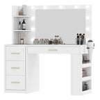 Coiffeuse Moasis 39,5 W pour chambre à coucher avec miroir, prises électriques et support pour sèche-cheveux