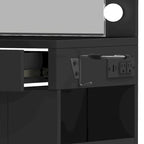 Coiffeuse Moasis 39,5 W pour chambre à coucher avec miroir, prises électriques et support pour sèche-cheveux