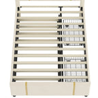 Lit plateforme en velours Queen avec 2 tiroirs, port USB et veilleuse