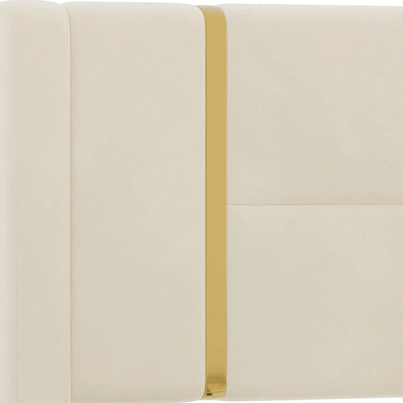 Lit plateforme en velours Queen avec 2 tiroirs, port USB et veilleuse