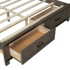 Lit plateforme en bois Queen avec 8 étagères, 2 tiroirs, design de porte de grange avec éclairage LED et port USB