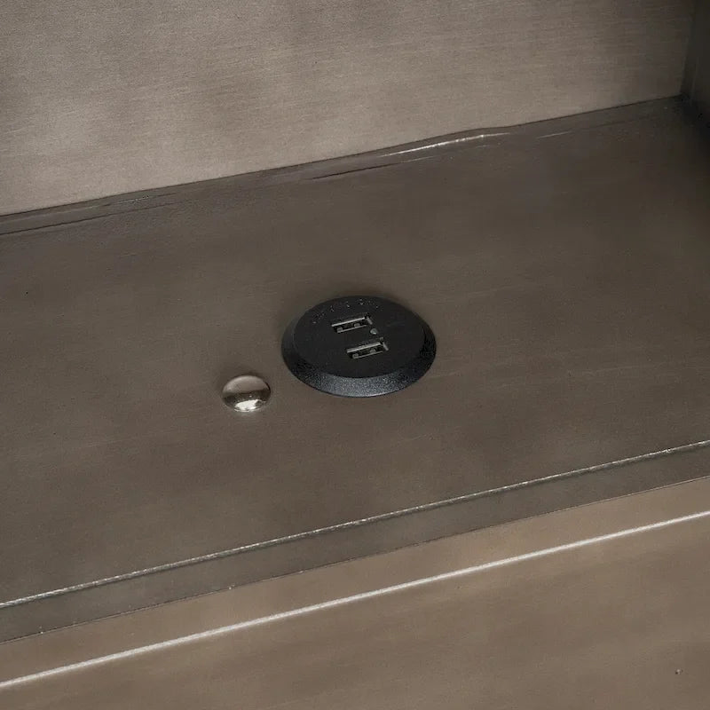 Lit plateforme en bois Queen avec 8 étagères, 2 tiroirs, design de porte de grange avec éclairage LED et port USB