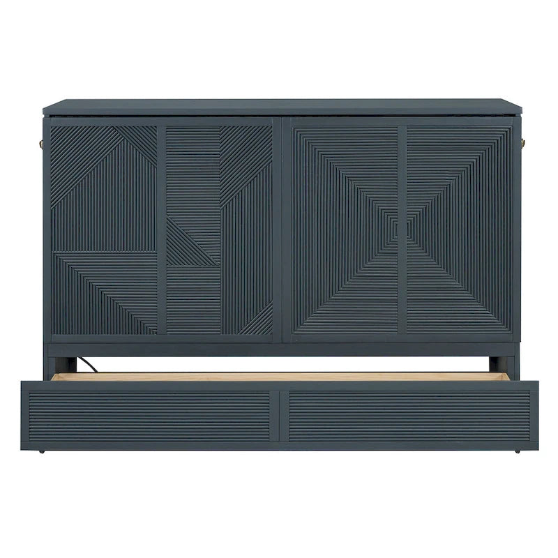 Lit escamotable avec grand tiroir, ports USB et prises électriques