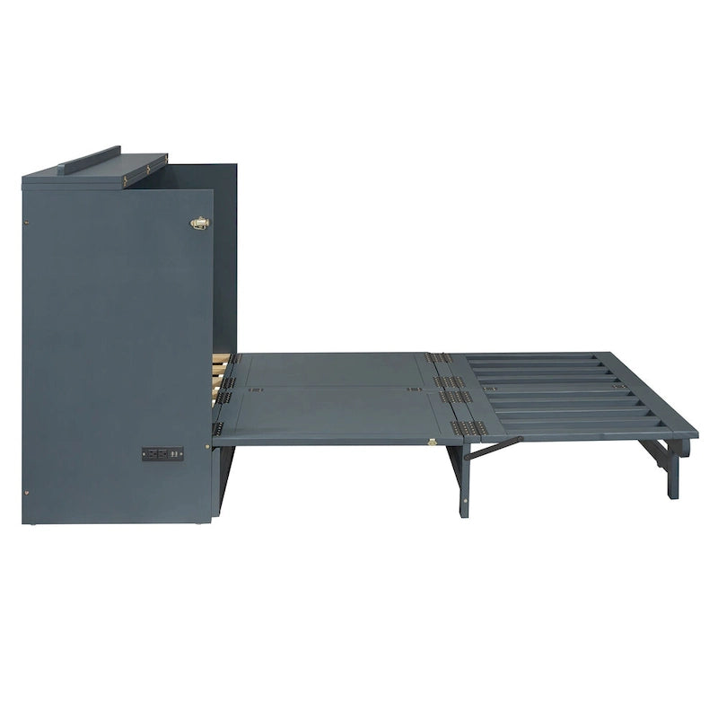 Lit escamotable avec grand tiroir, ports USB et prises électriques