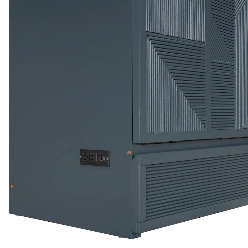 Lit escamotable avec grand tiroir, ports USB et prises électriques