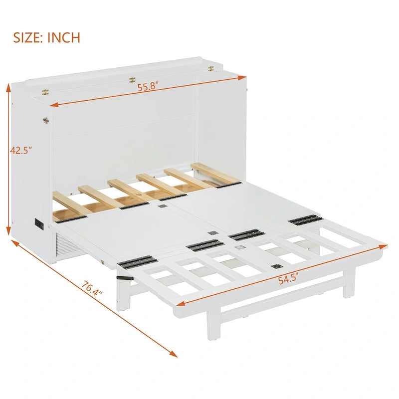 Lit escamotable avec grand tiroir, ports USB et prises électriques