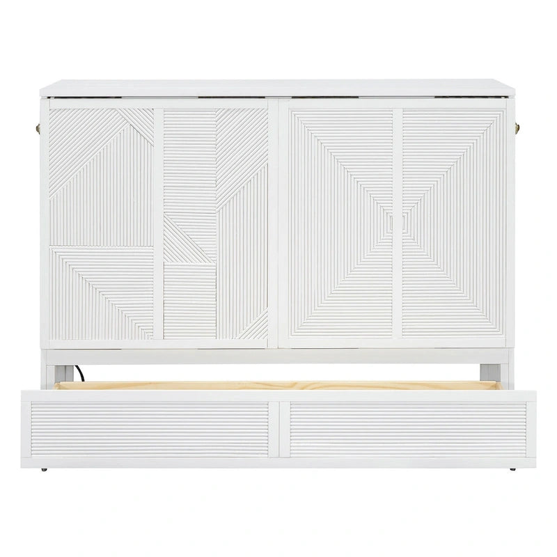 Lit escamotable avec grand tiroir, ports USB et prises électriques