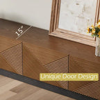 Meuble TV moderne du milieu du siècle 78,74, avec placage en bois massif brun, console multimédia avec 4 placards