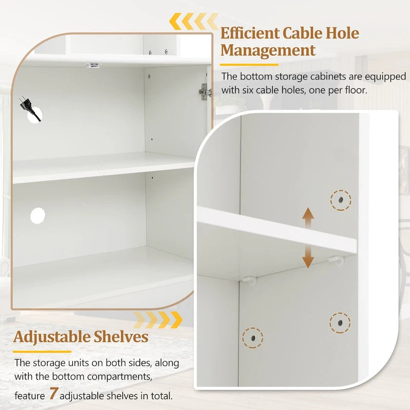 Ensemble de meuble TV mural 4 pièces avec support pour téléviseurs jusqu'à 70 pouces, meuble TV avec étagères réglables, grande console multimédia