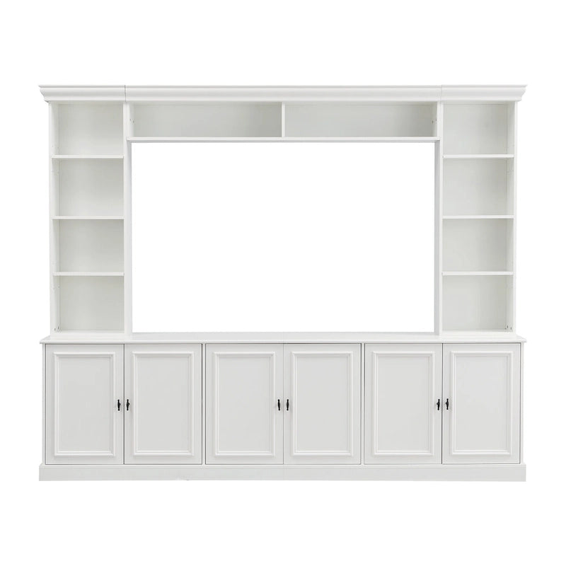 Ensemble de meuble TV mural 4 pièces avec support pour téléviseurs jusqu'à 70 pouces, meuble TV avec étagères réglables, grande console multimédia