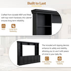 Ensemble de meuble TV mural 4 pièces avec support pour téléviseurs jusqu'à 70 pouces, meuble TV avec étagères réglables, grande console multimédia