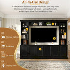 Ensemble de meuble TV mural 4 pièces avec support pour téléviseurs jusqu'à 70 pouces, meuble TV avec étagères réglables, grande console multimédia