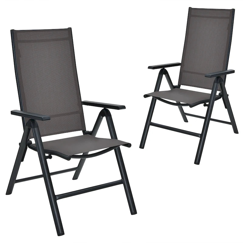 Costway Lot de 2 chaises de jardin pliantes en aluminium avec dossier réglable - Voir les détails