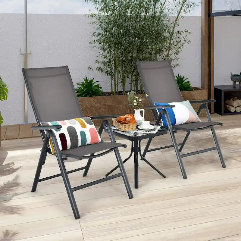 Costway Lot de 2 chaises de jardin pliantes en aluminium avec dossier réglable - Voir les détails