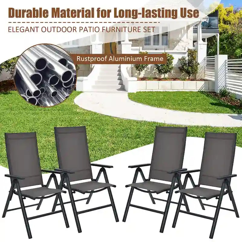 Costway Lot de 2 chaises de jardin pliantes en aluminium avec dossier réglable - Voir les détails