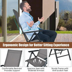 Costway Lot de 2 chaises de jardin pliantes en aluminium avec dossier réglable - Voir les détails