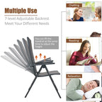 Costway Lot de 2 chaises de jardin pliantes en aluminium avec dossier réglable - Voir les détails