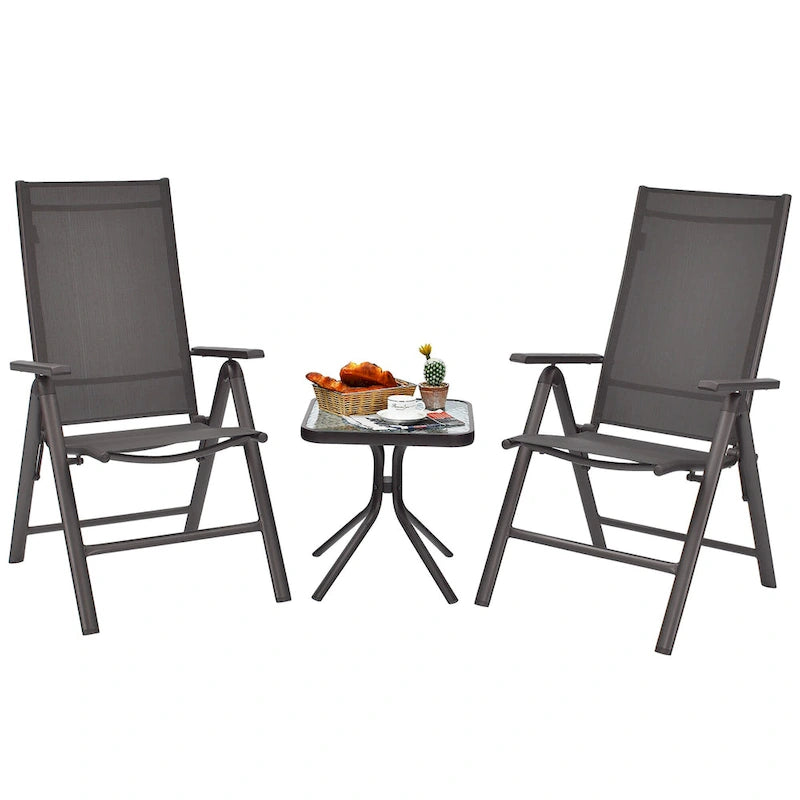 Costway Lot de 2 chaises de jardin pliantes en aluminium avec dossier réglable - Voir les détails