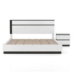 Ensemble lit plateforme et table de chevet 2 pièces en bois blanc Conjira de Furniture of America