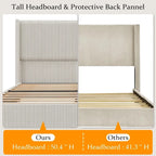 Cadre de lit en velours côtelé capitonné, cadre de lit avec tête de lit à oreilles