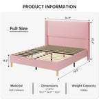 Cadre de lit en velours côtelé capitonné, cadre de lit avec tête de lit à oreilles