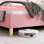 Cadre de lit en velours côtelé capitonné, cadre de lit avec tête de lit à oreilles