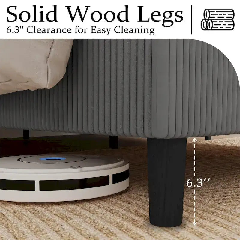 Cadre de lit en velours côtelé capitonné, cadre de lit avec tête de lit à oreilles