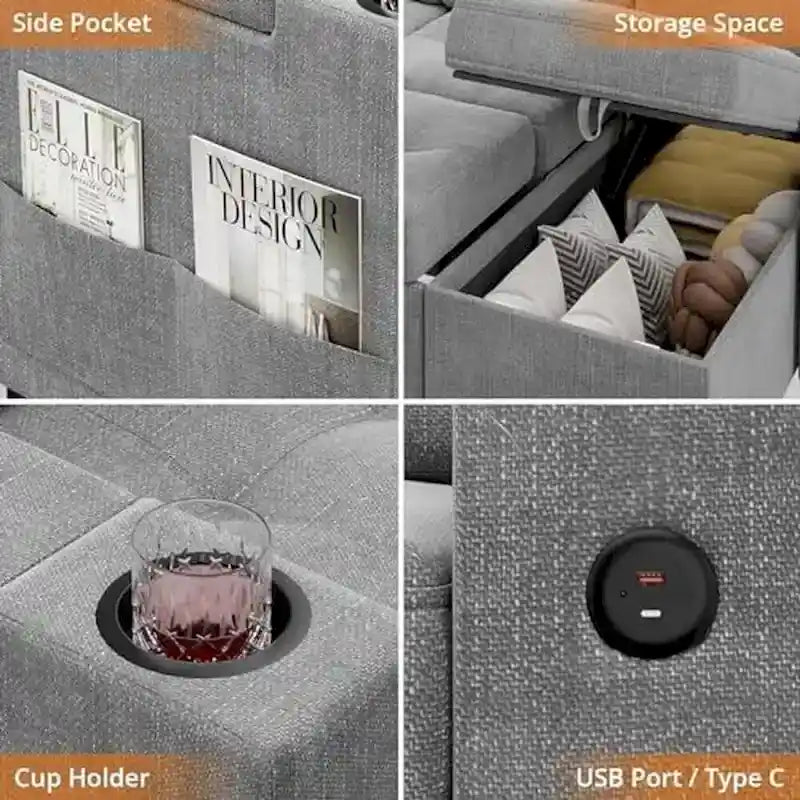 Canapé-lit d'angle polyvalent avec lit gigogne