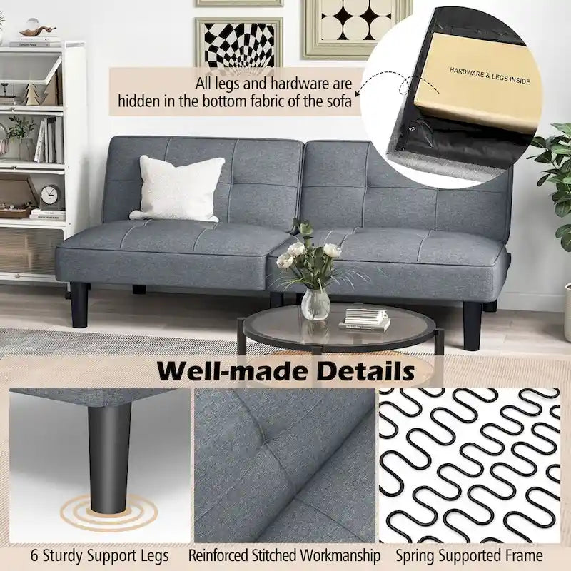 Canapé-lit futon convertible et pliable Costway avec 6 positions réglables - Voir les détails