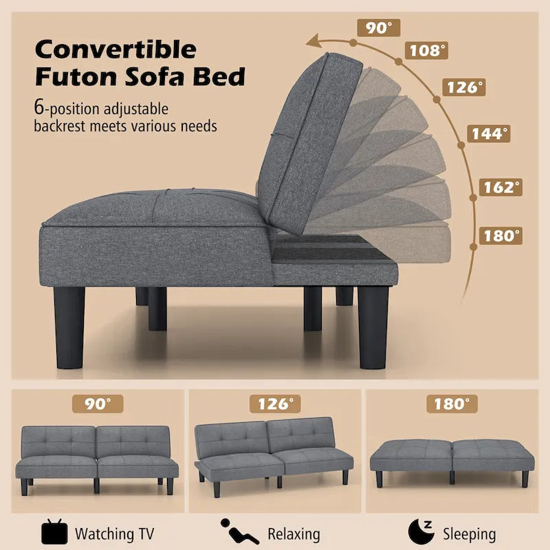 Canapé-lit futon convertible et pliable Costway avec 6 positions réglables - Voir les détails
