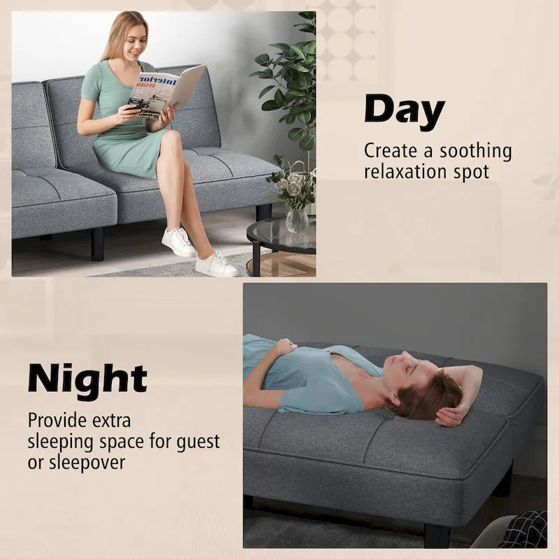 Canapé-lit futon convertible et pliable Costway avec 6 positions réglables - Voir les détails