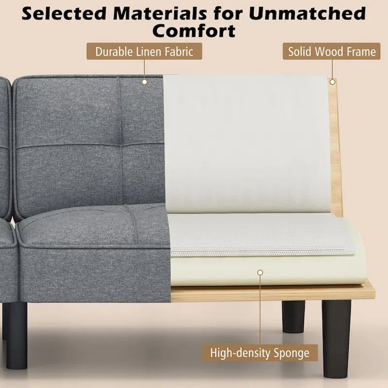 Canapé-lit futon convertible et pliable Costway avec 6 positions réglables - Voir les détails