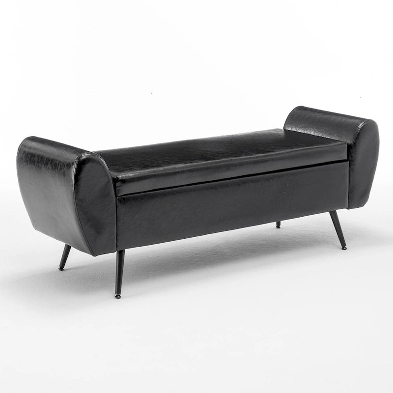 Banquette de rangement capitonnée à couvercle rabattable de 56 po avec accoudoirs