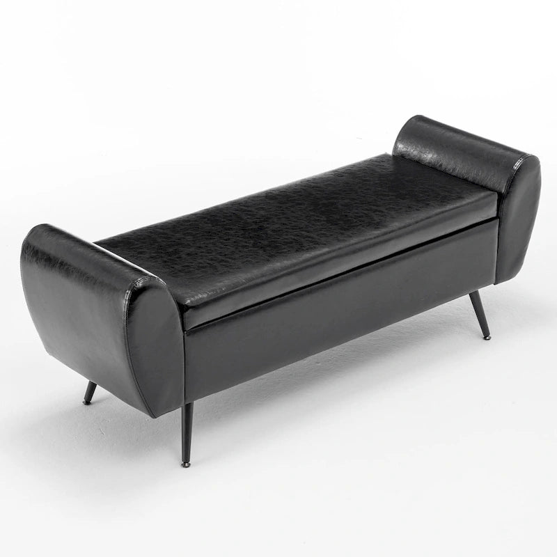 Banquette de rangement capitonnée à couvercle rabattable de 56 po avec accoudoirs