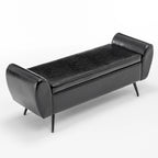 Banquette de rangement capitonnée à couvercle rabattable de 56 po avec accoudoirs