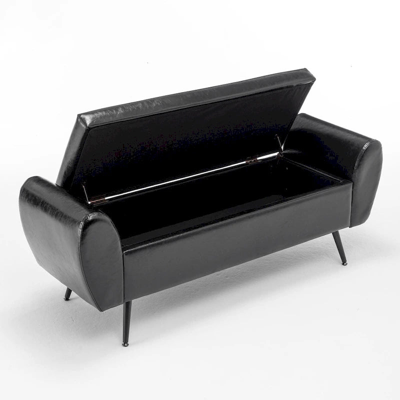 Banquette de rangement capitonnée à couvercle rabattable de 56 po avec accoudoirs